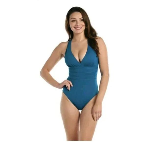 La Blanca Swimsuit Women Size 12 Island Goddess Multi-Strap Cross-Back One Piece - Picture 1 of 13